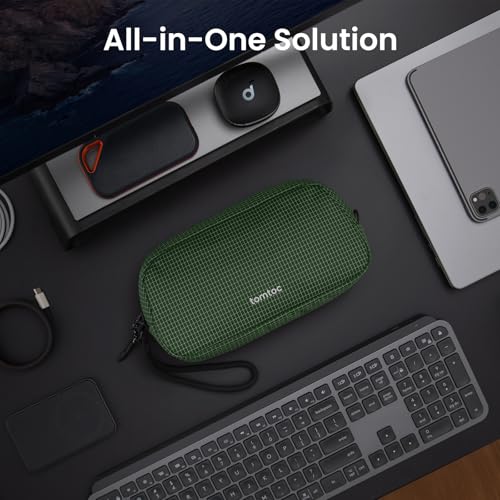 Image of tomtoc Electronics Organizer Travel Case Performance, Water Resistant Bag Cable Tech Pouch Accessories, Carry Storage for Cord, Phone, Cables, Airpods, USB Flash Drive, Daily Items