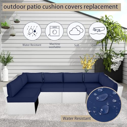 XX xfasd Outdoor Cushion Covers for Patio Furniture, Patio Cushion Covers Replacement with Zipper, Waterproof & Fade Resistant,Only Cover (Navy Blue, 25.6Lx25.6Wx4H - Only Covers) by XX xfasd - Image 5