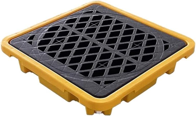 Spill-Proof Tray Oil Tank Spill Tray，One Drum Modular Spill Platform with Drain, Spill Containment Platform, Plastic Tray Container, Leak-Proof Pallet(67.5x67.5x15cm)