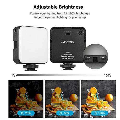 Anself-1 Kit de Iluminação para Videoconferência W64 Com Luz LED Mini Vlog Bicolor de 6W 2500K-6500K