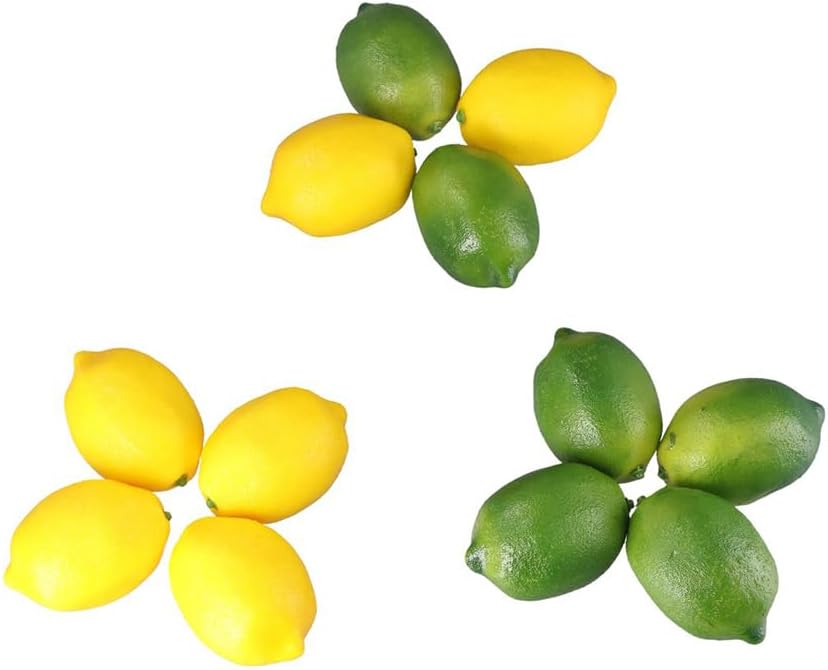 Vctitil 12Pcs Faux Yellow Green Lemons Artificial Fruits Fake Lemons Lifelike Simulation Lemon for Chirstmas Decor Photography Prop Party Decoration(12pcs) - Image 7