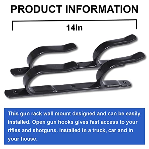 Gun Rack for Truck 14\" - Rifle Racks for Wall - Gun Storage Rack for 2 Rifle/Weapons - Shotgun Wall Mount - Gun Racks for Wall - Truck Gun Holder - Pickup Truck Gun Rack - Automotive Gun Racks - Thumbnail 4
