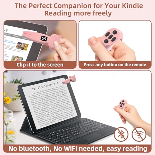 Remote Control Page Turner for Kindle Paperwhite Oasis Kobo Accessories Reading Novels & eReaders Camera with Video Recording Remote Triggers Page Turner Clicker for iPad Android Tablets (Pink)
