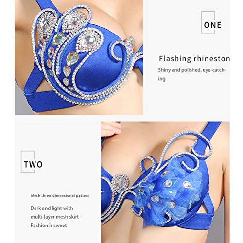 Blue,M, Women's Belly Dance Dresses Belly Dancing Skirt Belly Dance Set Belly Dance Bra and Belt Professional Dancing Suit3