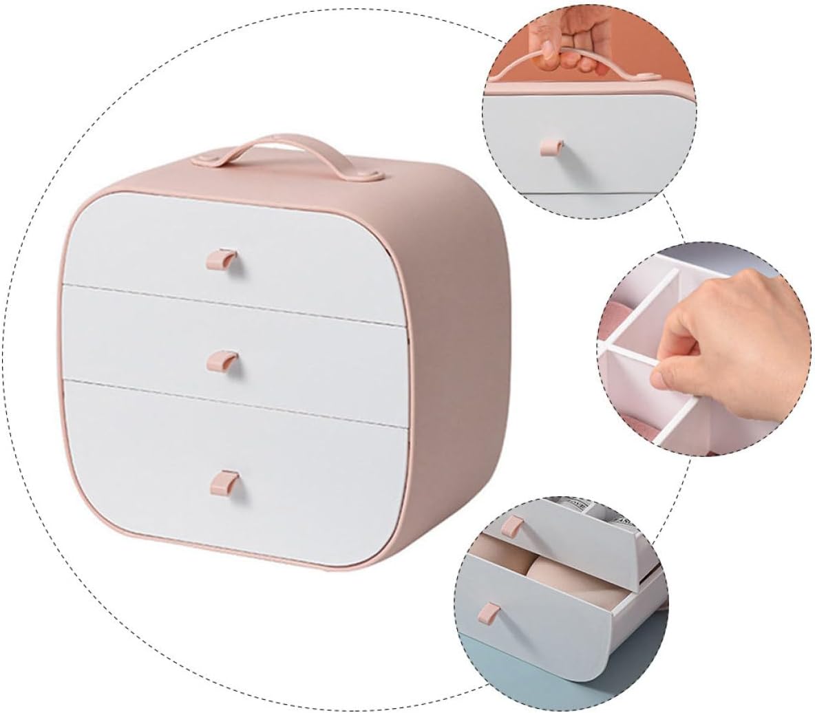 jojofuny Underwear Storage Box with Grids Bra Organizer Multi-compartment Pink Plastic Drawer Storage Container and Panties Closet Organization