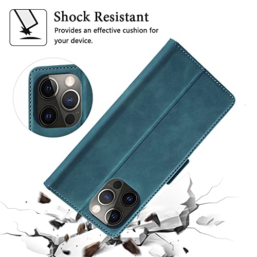 Coque de téléphone à rabat en cuir iPhone 14 bleu antichoc - 7