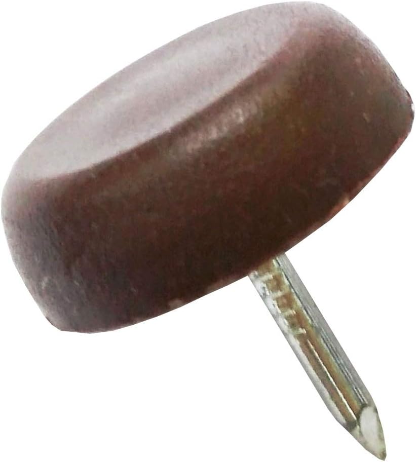 FixtureDisplays® 25PK 0.63" Furniture Chair Table Leg Feet Protector Pad Glide Nail Brown Plastic Glide with Nail Flat Head 18204-BROWN-FBA
