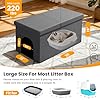 Fecuria 3-in-1 Cat Litter Box Enclosure with Odor Control, Multi-Functional Hidden Litter Box Furniture Bench, Dog Proof, Space-Saving Ottoman Cabinet with Flip-Up Lid, Storage Footrest, Dark Grey #5