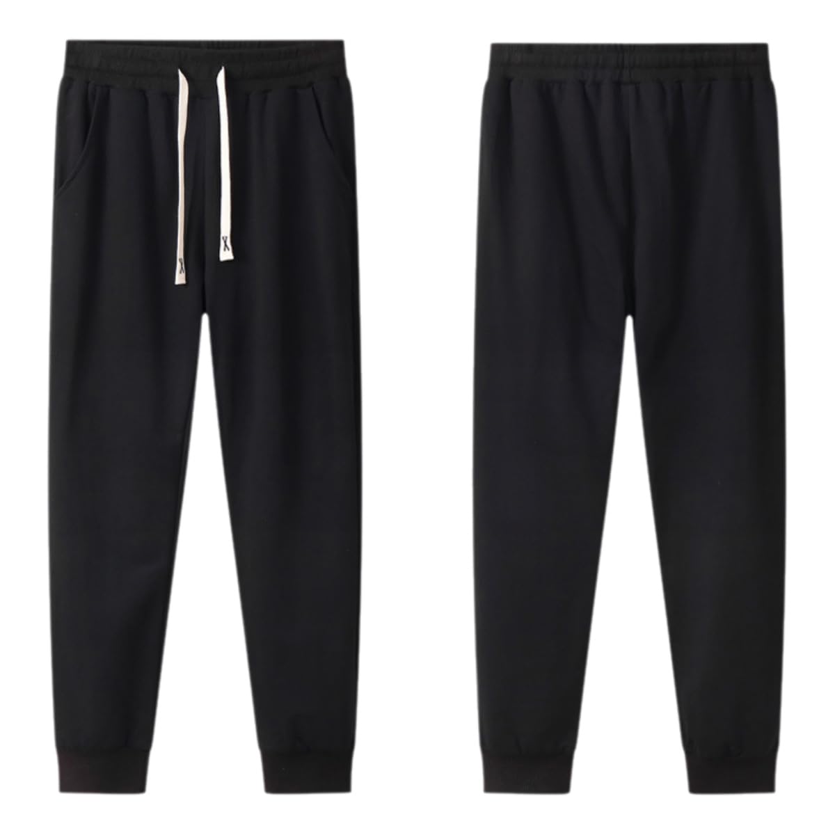 Volere È Potere Men's Black Lounge Pants Jogger Sweatpants Lightweight Fleece Jogger Sweatpants