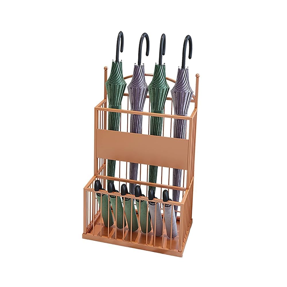 GONMDOPY Umbrella Stand, Household Umbrella Stand, Rectangle Umbrella Stand, Metal Umbrella/Brass/25 X 35 X 65Cm
