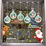 Christmas Removable Window Clings Decal Stickers with Big Christmas Ball Reindeer Santa Large Xmas D