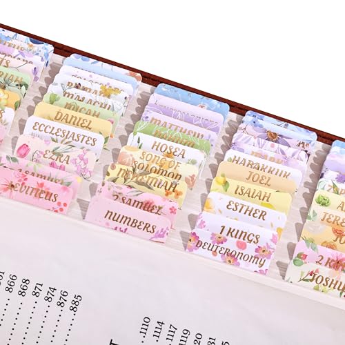 Floral Bible Tabs for Women and Men, 75 Laminated Tabs