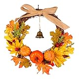 Color: multicolor. ZQEU GZQ Halloween Calabaza Regalo Colgante Ornamento Rattan Berry Maple Leaf Otoño Puerta Corona Adorno de Pared Halloween Dulces Corona Fiesta Decoración (30 cm)