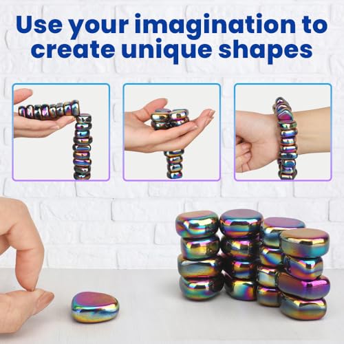 Image of Cool Fidget Toy Fridge Magnets Rocks,Science Kit Magnet DIY Alphabet Number, Magnetic Hematite Stones Gift, Magnet Ferrite Putty Desk Toy for Adults(24PCS)