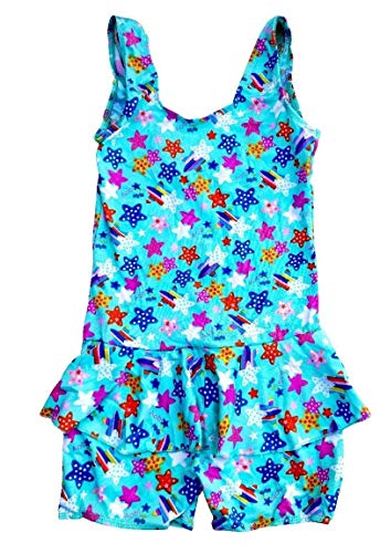 Image of One Piece Girl's Synthetic Digital Printed Swimming Costume in Frock Style.