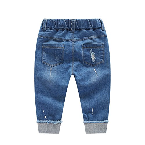 Image of Kidscool Baby & Little Boys /Girls Elastic Waist Ripped Denim Jeans Pants