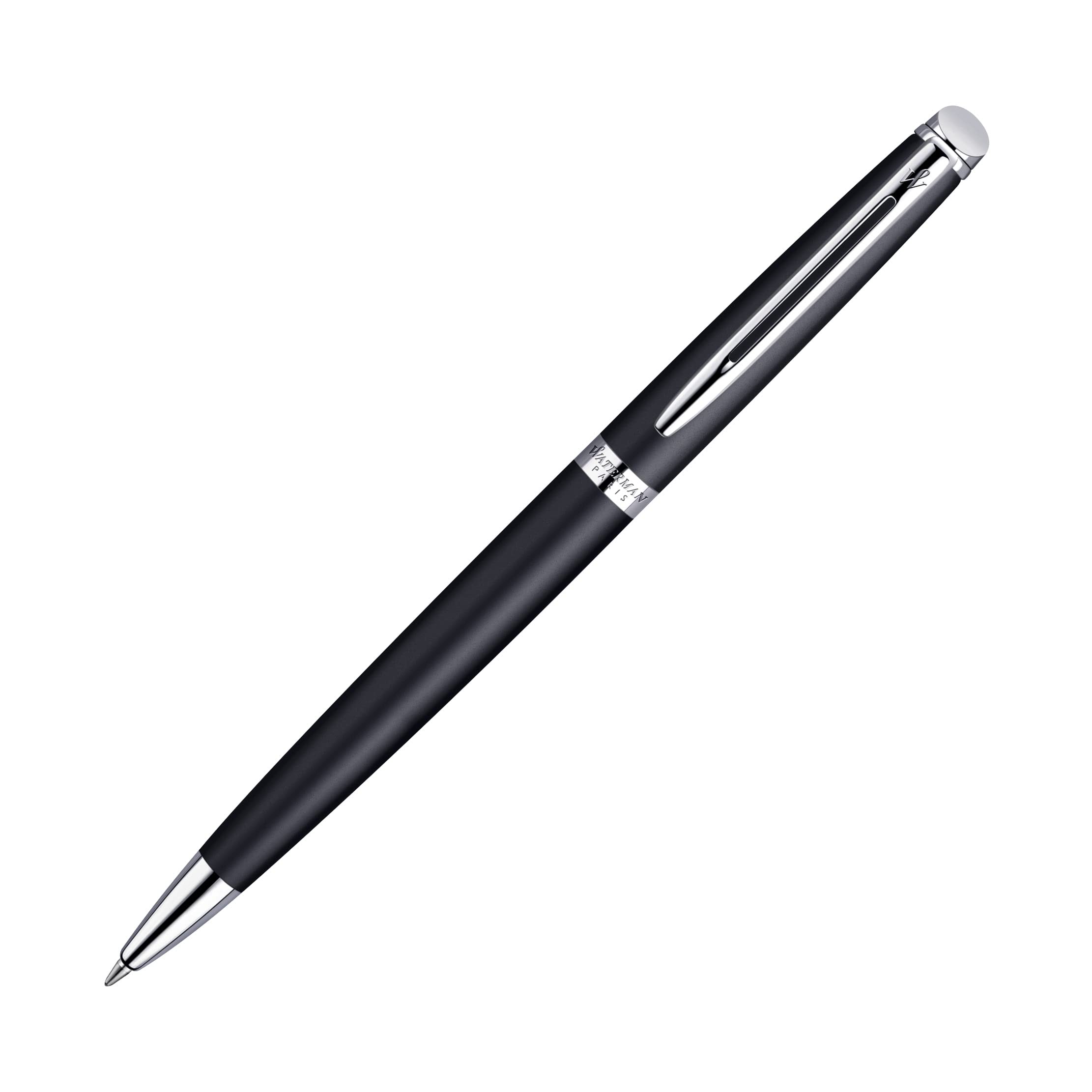 Waterman Hémisphère - Penna a sfera con incisione, regalo per uomo e donna, ispirata alla moda parigina, personalizzata, incisa, inchiostro blu (nero opaco C.C, penna a sfera)