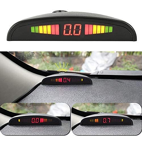 TOTMOX Car Reverse Parking Radar System 8 Reversing Sensors Kit with Front and Rear Alarm Buzzer Reminder LED Display Safe Driving, Car Parking Sensor, Black