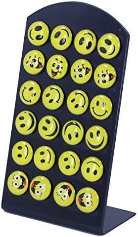 HOPIE 12-36 Pairs Emoji Stud Earrings for Women Girls Emoticon Glass Smile Yellow Earrings Set