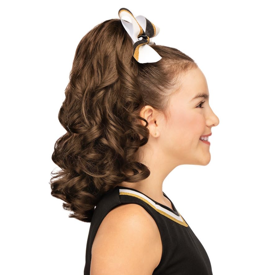 Miniatura 7 de Girly Curls Peluca rizada de animadora de 16 pulgadas para animación y baile (gota de limón)