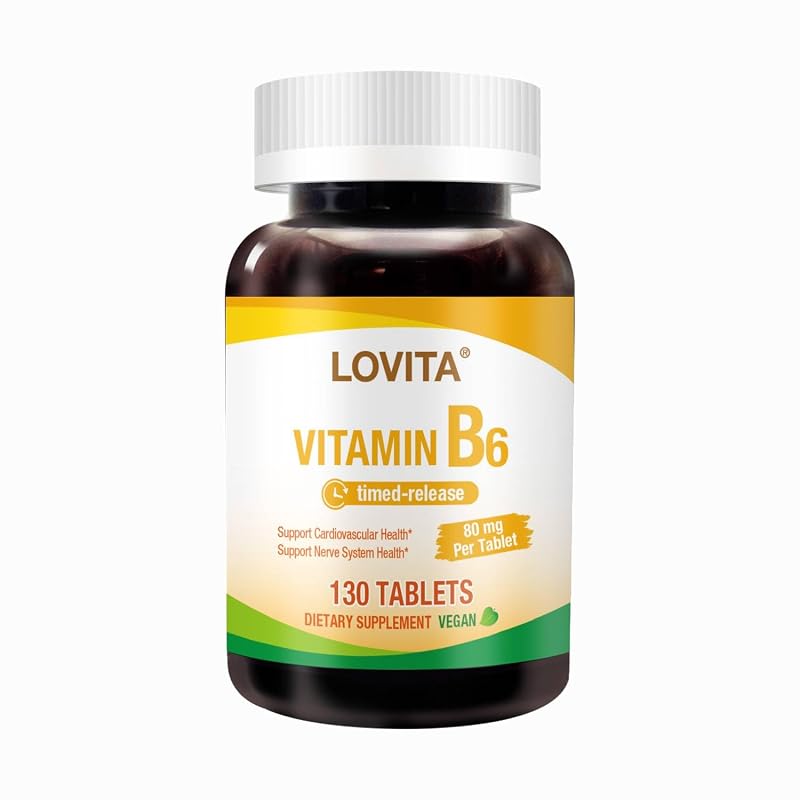 LOVITA Vitamina B6 (cloridrato de piridoxina) 80 mg, liberação prolongada, 130 comprimidos veganos