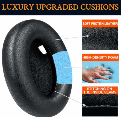 Image of Mizi Replacement Earpads Compatible with Sony WH-1000XM4 (WH1000XM4) Noise Cancelling Headphones, Premium Protein Leather Ear Cushions with Thick Memory Foam, Noise Isolation, Enhanced Comfort, Black