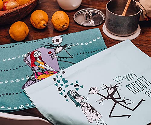 The Nightmare Before Christmas Jack And Sally Cotton Hand Towels, Set Of 2 | Quick Dry Wash Cloths Bath Set Collection | Official Disney Home Decor For Kitchen, Bathroom #TOP1