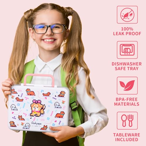 Image of rockpapa 5.5 Cups Bento Lunch Box for Kids, 5-Compartment, Pets Dog