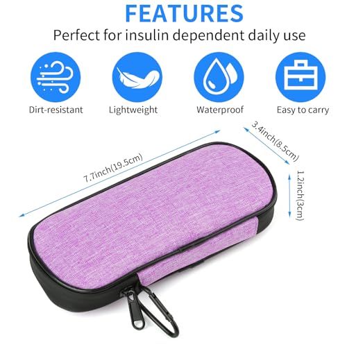 Image of Insulin Pen Cooler Travel Case with 2 Reusable TSA Approved Ice Packs, Diabetic Medication Insulated Cooler Bag for Insulin Pens and Other Diabetic Supplies Storage Purple