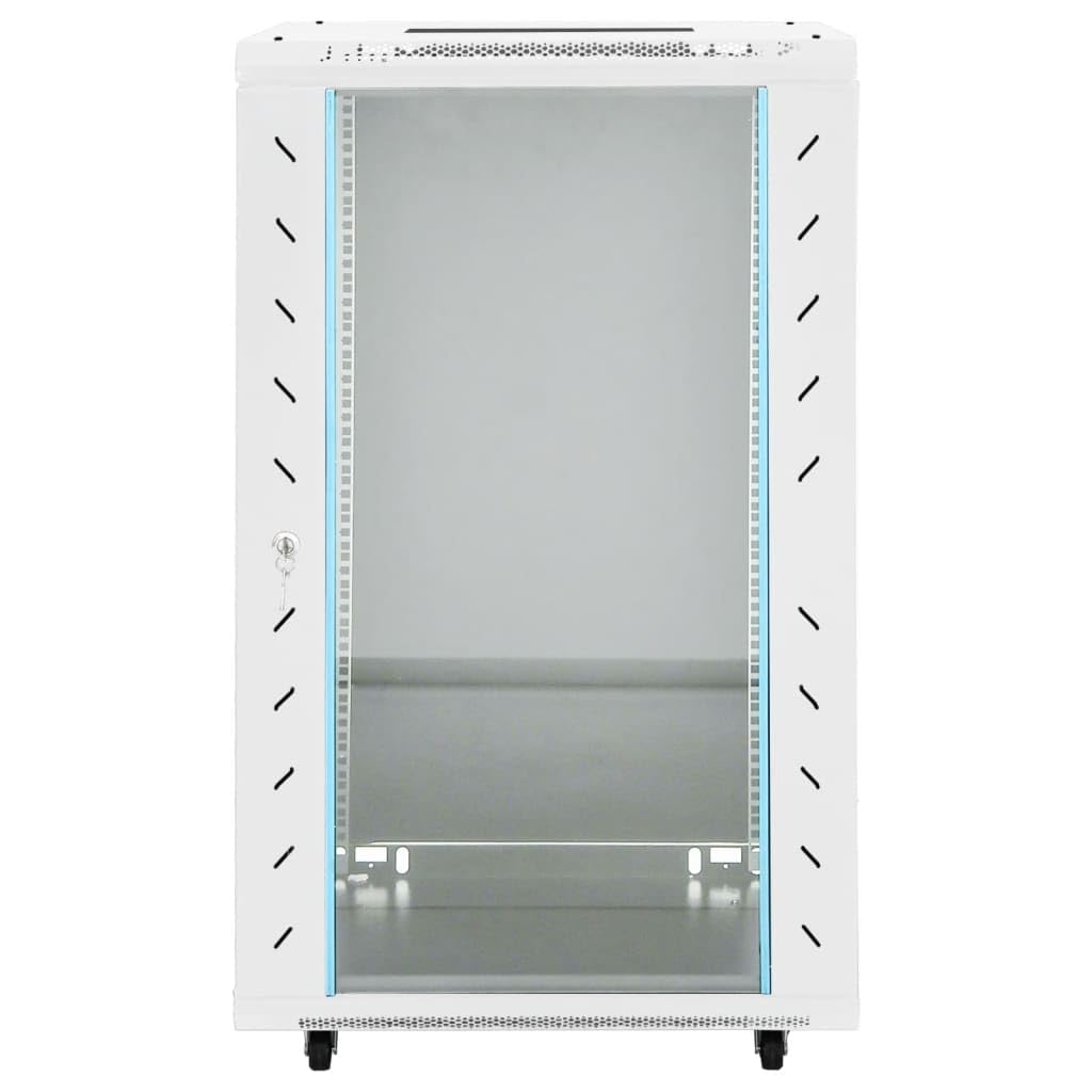 Armadio di rete 18U da 19 pollici, 60 x 60 x 100 cm, alloggiamento da parete, IP20, con porta di sicurezza in vetro