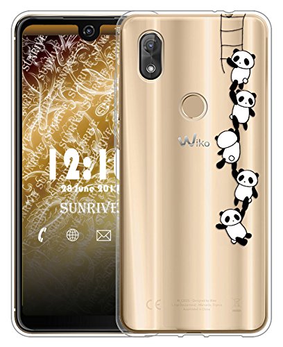 Sunrive Coque pour Wiko View2, Silicone Étui Housse Protecteur Souple TPU Gel Transparent Back Case(TPU Panda 1)+ Stylet OFFERTS