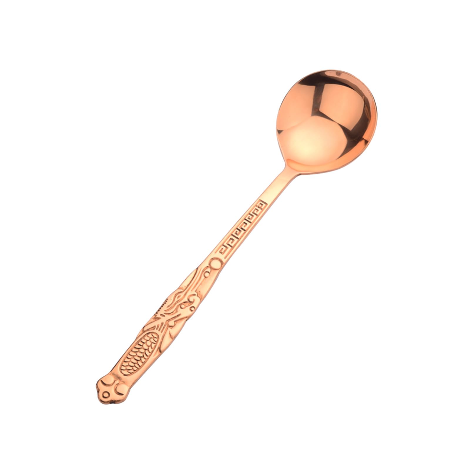 Łyżka w 100% z czystej miedzi, 19 cm kucie jako stara miedziana łyżka w stylu retro, odpowiednia do rodzinnych posiłków, restauracji, deserów, ciast, lodów (1)