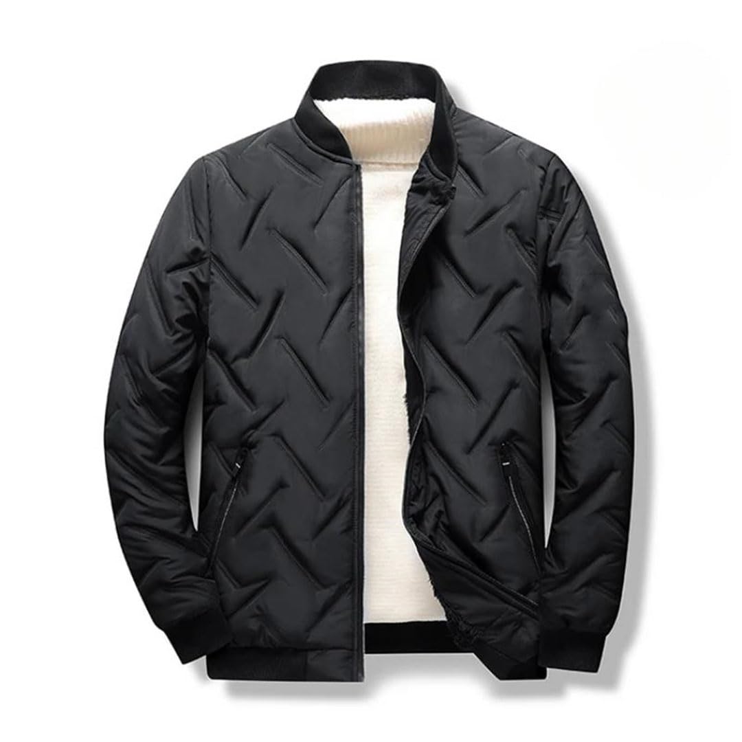 Piumino invernale da uomo tinta unita ispessito caldo business ufficio stand collare giacca cappotto