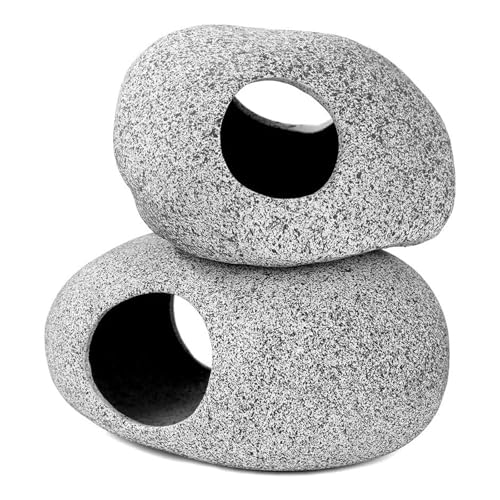 水槽 石 隠れ家 aquarium tank 2個セット 水槽セット オブジェ オーナメント ディスプレイ アクセサリー インテリア 飾り 装飾 魚 岩 置物 内装 熱帯魚 飾り石 水槽用品 (2個セット)