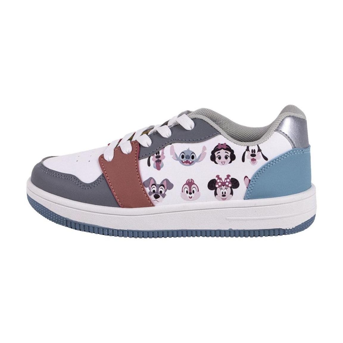 Disney Characters Trainers - Blue, Grey, White and Maroon - UK Size 13.5 JNR - Children's Laced Trainers with PVC Soles - Original Product Designed in Spain