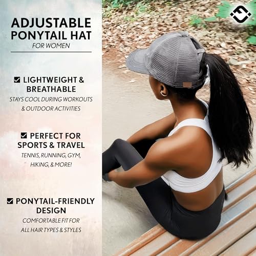 Image of Funky Junque Womens Baseball Cap Dad Hat Ponytail Messy Bun Trucker Ponycap