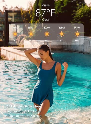 Image of Aleumdr One Piece Swimdress Swimsuit for Women Tummy Control Split Swim Dress Skirt Bathing Suit with Pockets