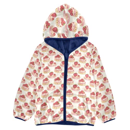 Strawberry Cake Boys Fleece Coat,Children's Zip-Up Hoodie Jacket,Baby Warm Fashion Outerwear 3-10T,A113359