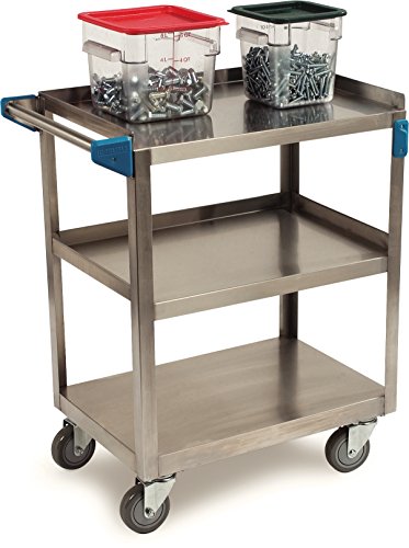 Carlisle Foodservice Products Stainless Steel 3 Shelf Utility Cart, 15.5" X 24", Silver #TOP7