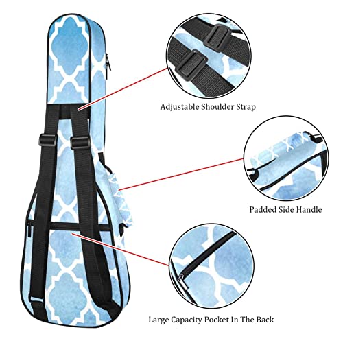 Housse ukulélé ténor sac à dos géométrique bleu pour voyage - 3