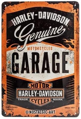 Nostalgic-Art Retro Tin Sign – Harley-Davidson Garage – Gift idea for motorcycle fans, Metal Plaque, Vintage design for wall decoration, 20 x 30 cm