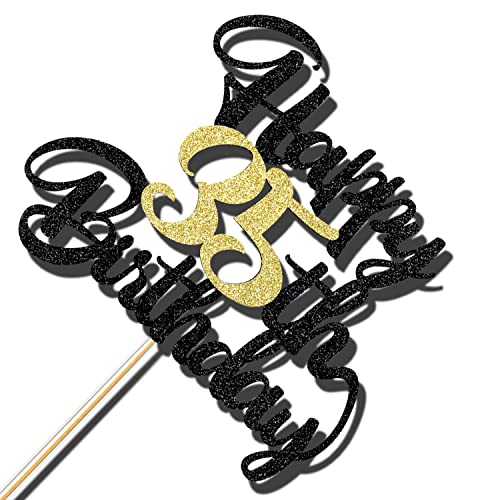 Image of Klionjor 35th Happy birthday cake topper party decoration gift plugin | Cheers to 35 Years,35 & Fabulous /Hello 35th Legend since Awesome since1906 Straight Outta Party Decoration Gift Plugin