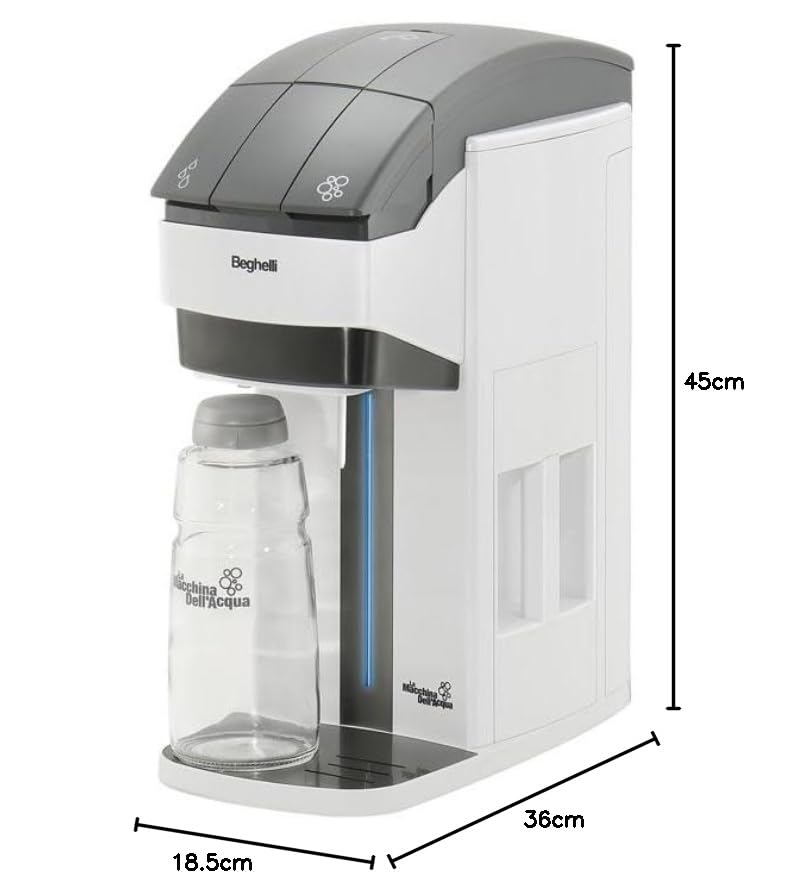 Beghelli - Macchina Dell'acqua - Con Lampada Battericida A Luce Uv-c Per Abbattere I Batteri, Alimentatore, 1 Filtro 1 Bottiglia Di Vetro Inclusi