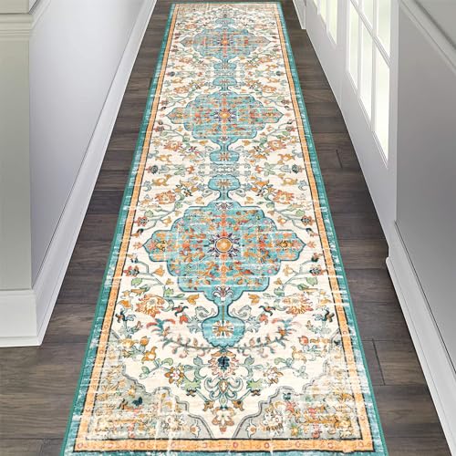 Pauwer Boho Hallway Runner Rug 2x8 Washable Entryway Area Rugs Non Slip Farmhouse Vintage Floor Mat Carpet Runner for Hallways Laundry Room Kitchen Bathroom Bedroom