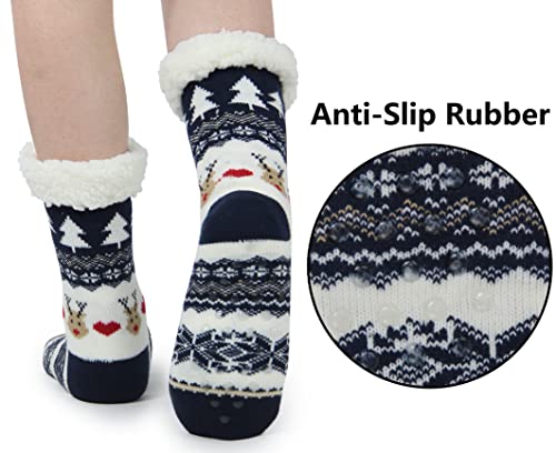 Image of BenSorts Women Winter Thick Slipper Socks with Grippers Non Slip Warm Fuzzy Socks Christmas Gifts