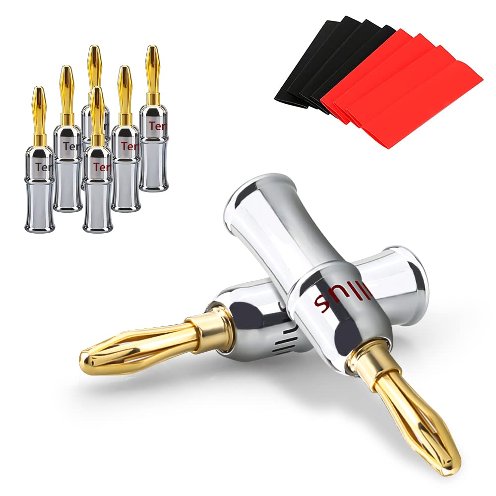 Tertullus 8 Pcs 4mm Banana Plug Connectors Gold Plated Dual Screw Lock