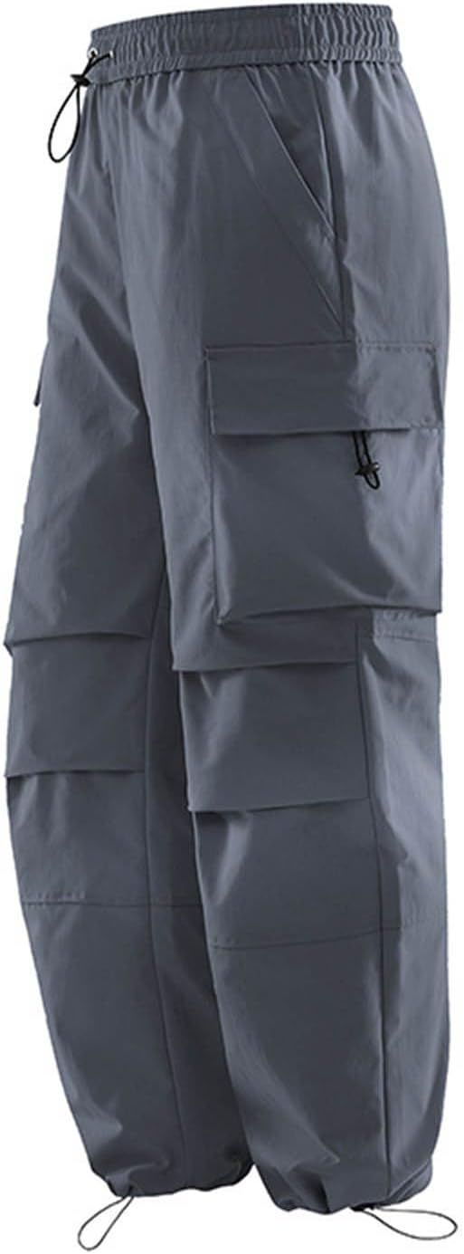 Cambkatl Men's Drawstring Hem Hiking Pants - Stretch Elastic Waist Outdoor Athletic Casual Sweatpants with Pockets