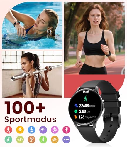 ESFOE Damen Smartwatch Ultradünn,1.43" AMOLED Smart Watch mit Bluetooth Anrufe,Uhr Damen Herren mit 120 Sportmodi Pulsuhr Schlafmonitor… – Ansicht 6