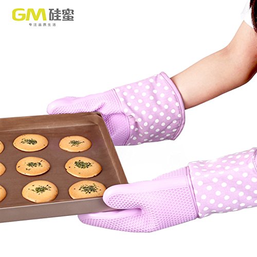 Elonglin Silicone Oven Gloves Heat Resistant Oven Mitts With Cotton Lining Pot Holders For Kitchen Bbq Wood Burner Gloves Stove Gauntlets Cook Grill Baking Adjust Repair Pair Orange With Polka Dot #TOP3