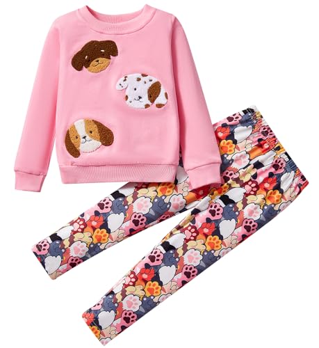 Image of Little Girls Outfits 2 Piece Toddler Long Sleeve Sweatshirt Leggings Pants Fall Winter Clothing Set 2-10 Years